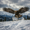 Majestic Golden Eagle Flying in Snowy Mountains High-Resolution Wildlife Digital Photography (8K)